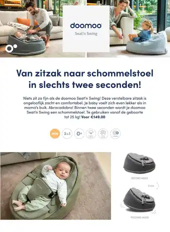 Baby & Tiener Doomo seat'n swing aanbieding