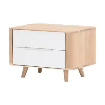 fonQ Gazzda ena nightstand 60 houten nachtkastje whitewash - 2 lades aanbieding