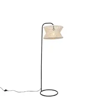 fonQ Qazqa vloerlamp leonard - naturel - oosters - d 40cm aanbieding