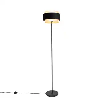 fonQ Qazqa vloerlamp elif - zwart - modern - d 30cm aanbieding