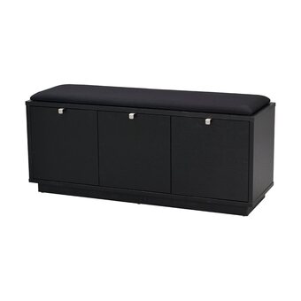 fonQ Rowico home confetti houten bank zwart met zwart zitkussen - 106 x 45 aanbieding