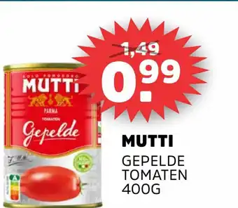 Sahan Supermarkten MUTTI GEPELDE TOMATEN 400G aanbieding