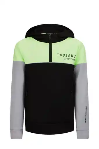 Wehkamp Retour x touzani hoodie rewind neon groen/zwart/grijs aanbieding