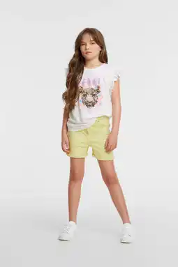 Wehkamp Anytime denim short lime aanbieding