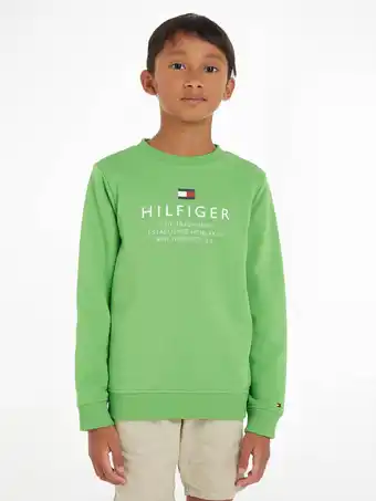 Wehkamp Tommy hilfiger sweater met logo groen aanbieding