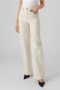 Wehkamp Vero moda high waist straight fit jeans vmtessa ecru aanbieding