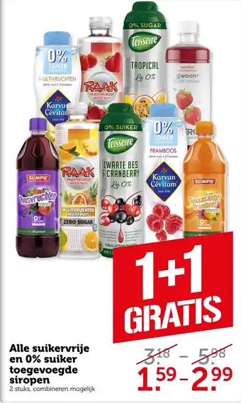 Coop Alle suikervrije en 0% suiker toegevoegde siropen aanbieding