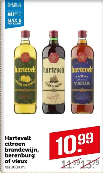 Coop Hartevelt citroen brandewijn, berenburg of vieux 1000ml aanbieding