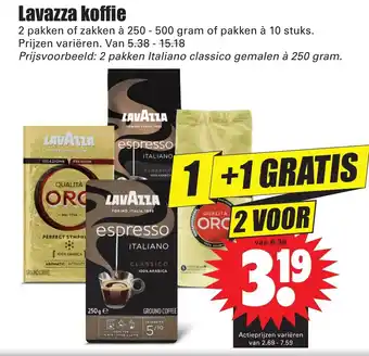 Dirk Lavazza koffie 2*250-500 gr aanbieding