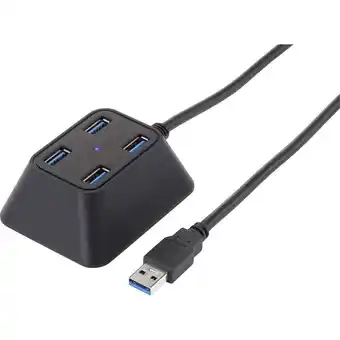 Conrad Renkforce desktop usb 3.2 gen 1-hub 4 poorten met status-leds zwart aanbieding