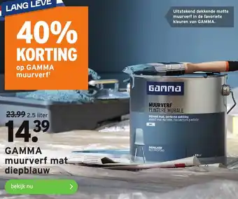 GAMMA Gamma muurverf mat diepblauw 2,5 liter aanbieding