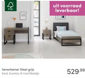 Baby & Tiener tienerkamer Steel grijs aanbieding