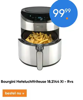 Blokker Bourgini Heteluchtfriteuse 18.2144 XI - Rvs aanbieding