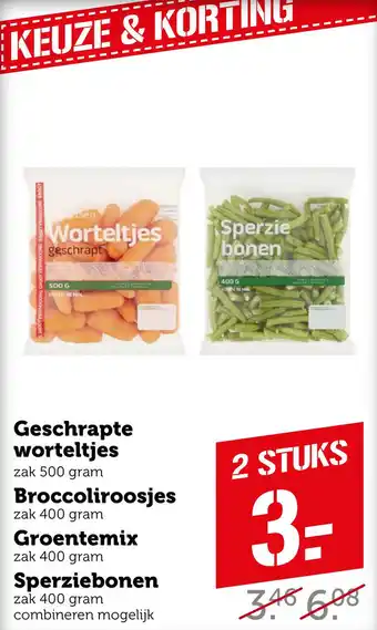 Coop Geschrapte worteltjes, Broccoliroosjes, Groentemix, Sperziebonen aanbieding