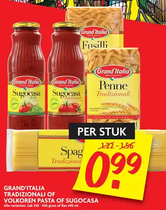 Dekamarkt Grand'italia Tradizionali Of Volkoren Pasta Of Sugocasa aanbieding