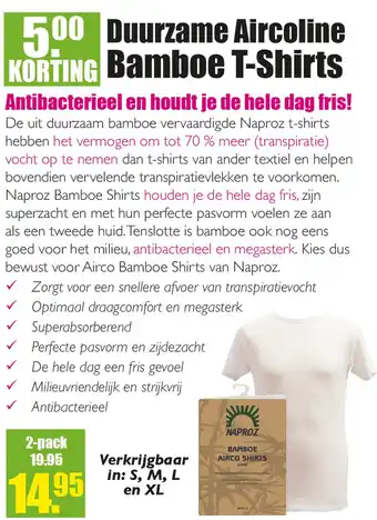 Gezond & Wel Duurzame Aircoline Bamboe T-Shirts aanbieding