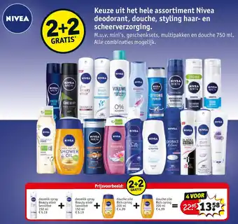 Kruidvat Nivea deodorant, douche, styling haar- en scheerverzorging assortimemt aanbieding