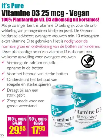 Gezond & Wel it's Pure Vitamine D3 25 mcg - Vegan aanbieding