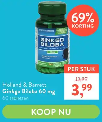 Holland & Barrett Holland & Barrett Ginkgo Biloba 60 mg aanbieding