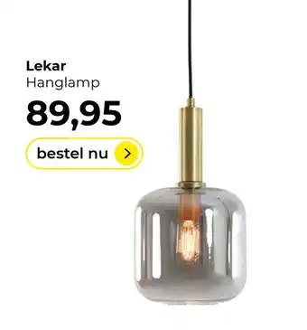 Lampidee Lekar - Hanglamp 22x32 cm antiek brons + smoke glas aanbieding