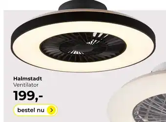 Lampidee Halmstadt - Ventilator d:60cm zwart/wit met LED 3000-6500k aanbieding