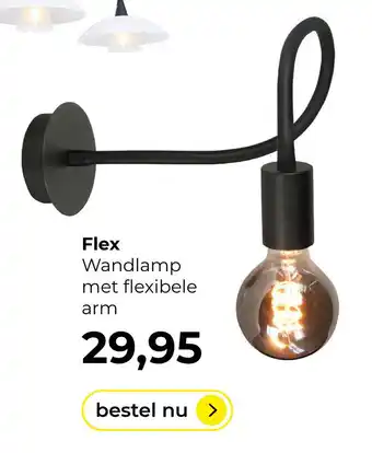 Lampidee Flex - Wandlamp met flexibele arm zwart max 50cm aanbieding