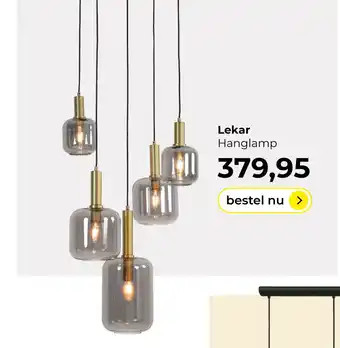 Lampidee Lekar - Hanglamp 5 lichts rond antiek brons + smoke glas aanbieding