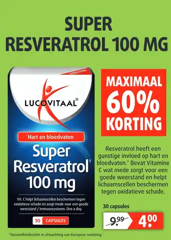 Lucovitaal Super Resveratrol 100 Mg aanbieding