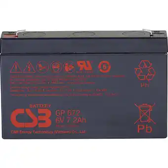 Conrad Csb battery gp 672 standby usv loodaccu 6 v 7.2 ah loodvlies (agm) (b x h x d) 151 x 101 x 34 mm kabelschoen 4.8 mm, kabelsch aanbieding