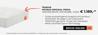 Slaapboulevard Kwakernaat Tempur Matras Original Prima aanbieding