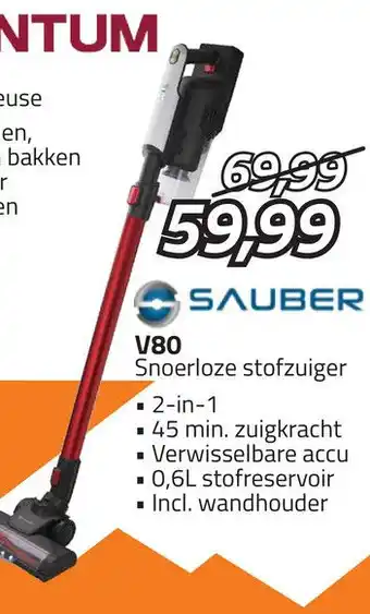 Obbink SAUBER V80 Snoerloze stofzuiger aanbieding