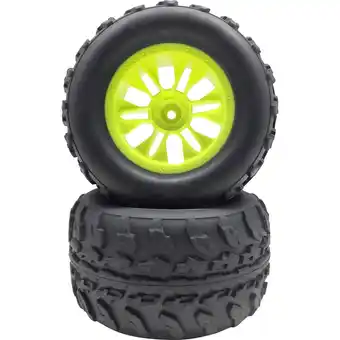 Conrad Reely 1:10 monstertruck complete wielen offroad v block 6-dubbelspaaks neon-geel 2 stuk(s) aanbieding