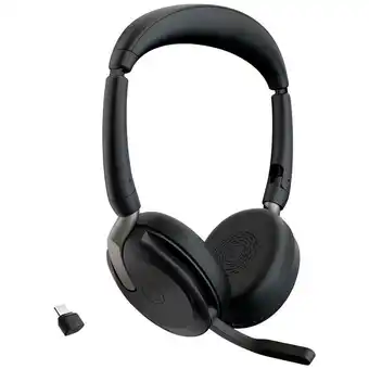 Conrad Jabra evolve2 65 flex link380c uc on ear headset bluetooth computer stereo zwart noise cancelling headset, microfoon uitschak aanbieding