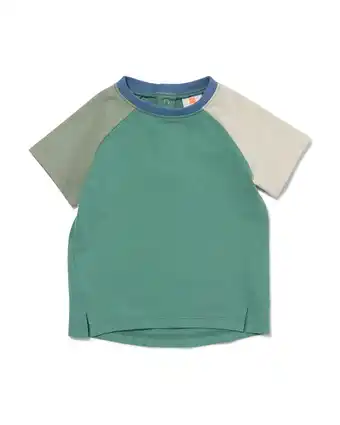 HEMA Hema baby t-shirt met kleurblokken (groen) aanbieding