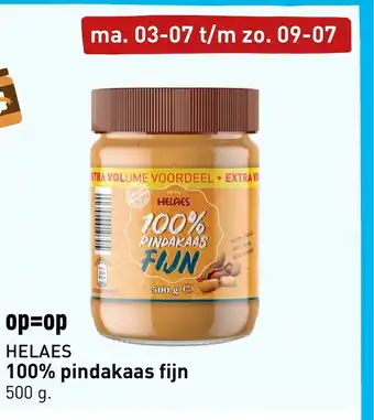 ALDI HELAES 100% pindakaas fijn 500 g aanbieding