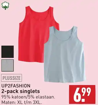 ALDI UP2FASHION 2-pack singlets XL t/m 3XL aanbieding