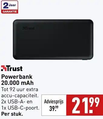 ALDI Trust Powerbank 20.000 mAh aanbieding