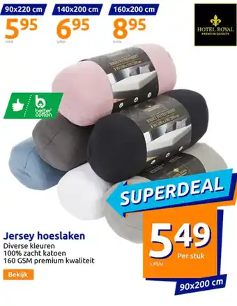 Action Jersey hoeslaken 90 X 200CM aanbieding