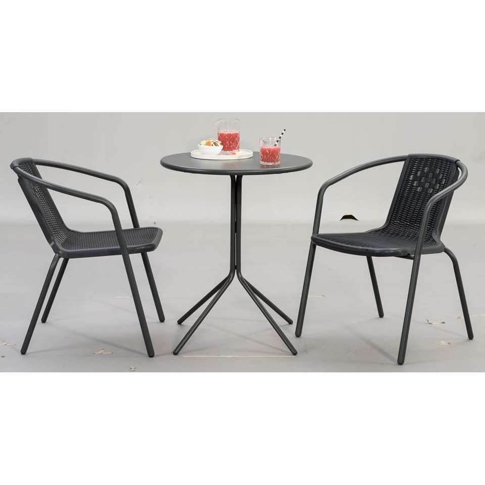 Outsunny 3-delige Rattan Tuinmeubelset, Tuinset met 2 Tuinstoelen