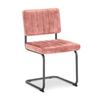 Leen Bakker Eetkamerstoel mae - velvet adore - roze (2 stuks) - leen bakker aanbieding