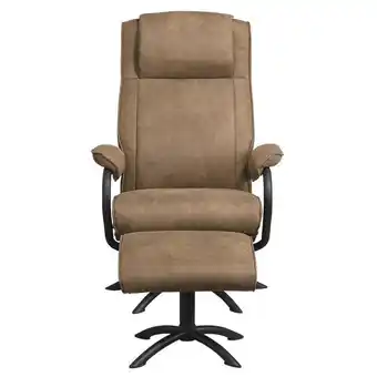 Leen Bakker Relaxfauteuil vic incl. hocker - taupe - leen bakker aanbieding