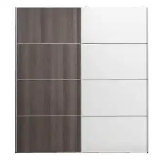 Leen Bakker Schuifdeurkast verona grijs eiken - grijs eiken/wit - 200x182x64 cm - leen bakker aanbieding