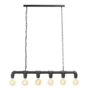 Leen Bakker Hanglamp jesse 6 lamps - zwart - 17,5x85x8 cm - leen bakker aanbieding