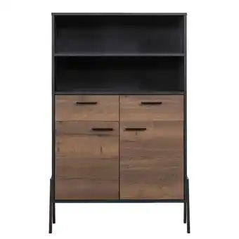 Leen Bakker Vitrine tycho - eikenkleur/zwart - 161x103x39 cm - leen bakker aanbieding