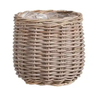 Leen Bakker Bloempot steef - rattan naturel - 30xø30 cm - leen bakker aanbieding