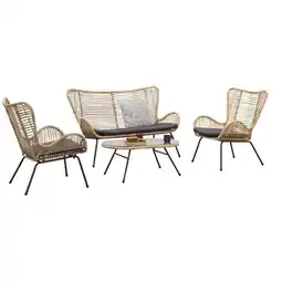Leen Bakker Le sud loungeset monte carlo - naturel/grijs - 4 delig - leen bakker aanbieding
