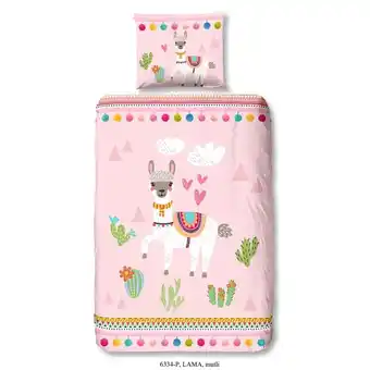 Leen Bakker Good morning kinderdekbedovertrek lama - multikleur - 140x200/220 cm - leen bakker aanbieding