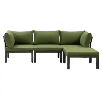 Leen Bakker Le sud modulaire loungeset ardeche - groen - 4-delig - leen bakker aanbieding