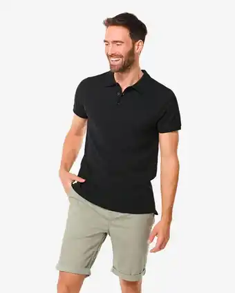 HEMA Hema heren piqué polo (zwart) aanbieding