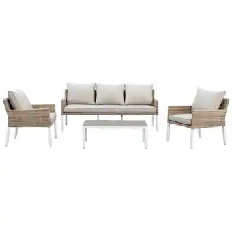 Leen Bakker Le sud loungeset fonteine - wit/beige - 4-delig (inclusief kussens) - leen bakker aanbieding